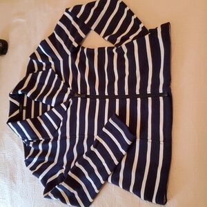 Navy and White Stripe Cotton front zip Jacket by Talbot's size Small.. NOWT.
